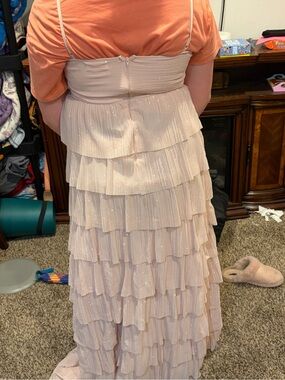Honey and Rosie Pale Blush Tiered Ruffle Prom Dress
